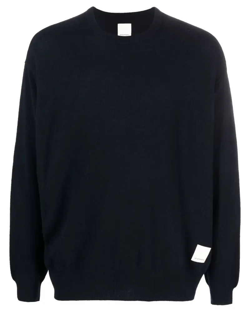 Emporio Armani Fein gestrickter Pullover mit Logo - Blau Blau