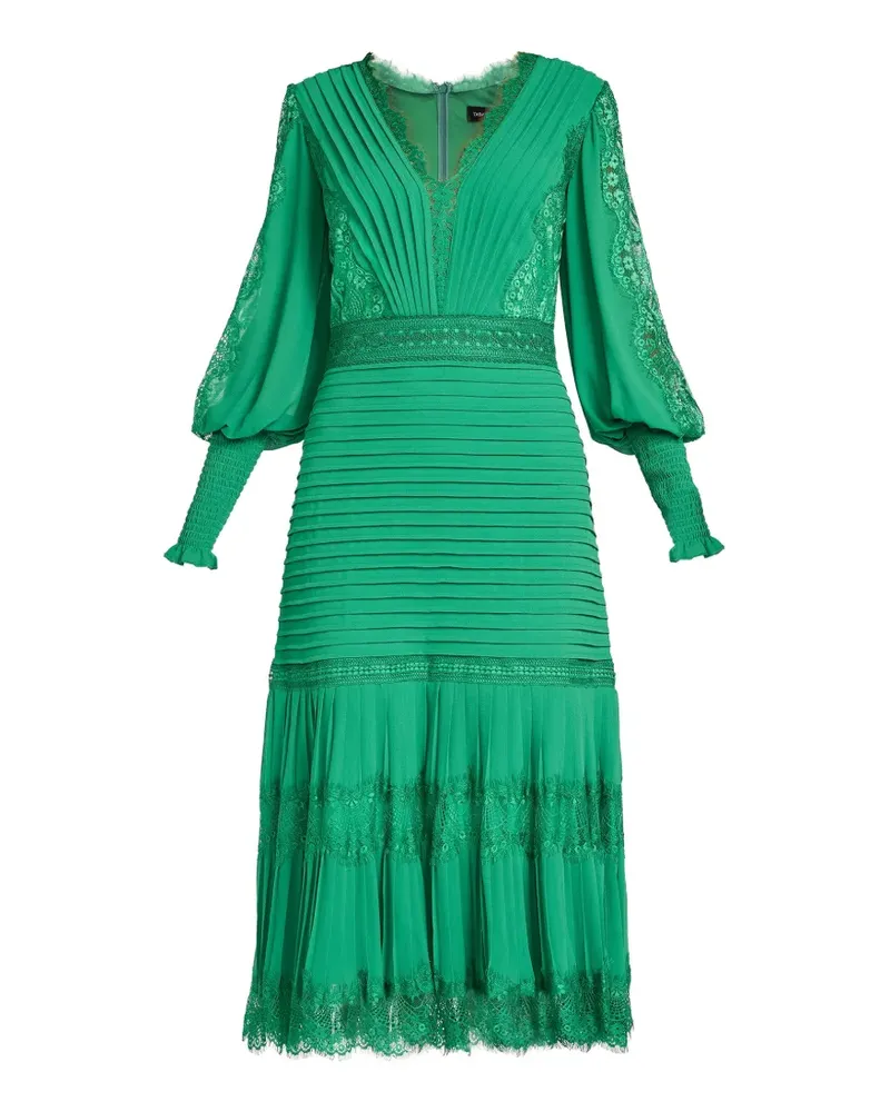 Tadashi Shoji Nyssa Faltenkleid mit Spitzeneinsätzen - Grün Grün
