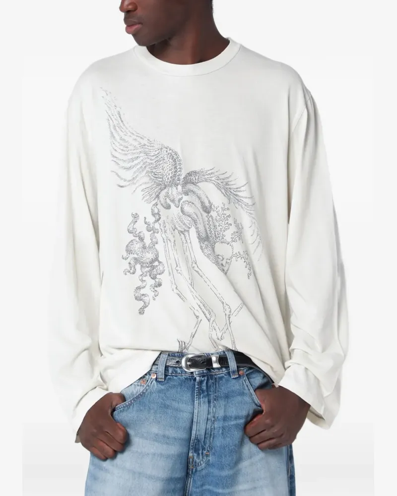 Our Legacy Box Langarmshirt mit Logo - Nude Nude