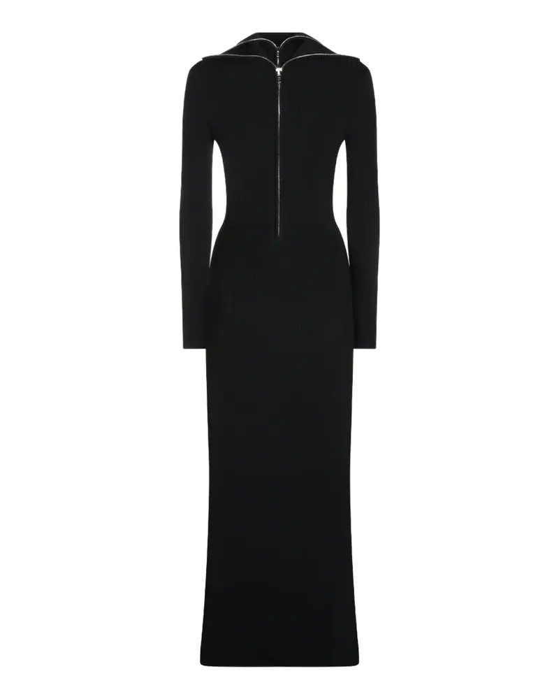 Balenciaga Geripptes Strickkleid mit Reißverschluss - Schwarz Schwarz