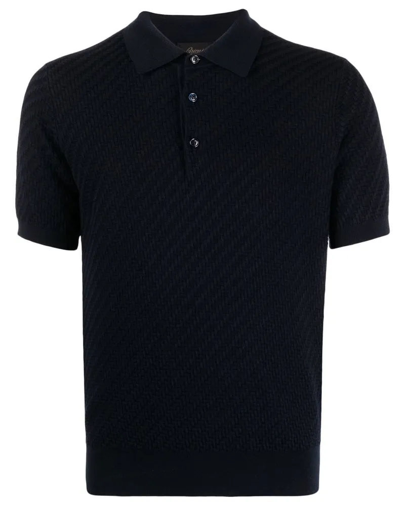 Brioni Poloshirt mit Waffelstrick-Muster - Blau Blau