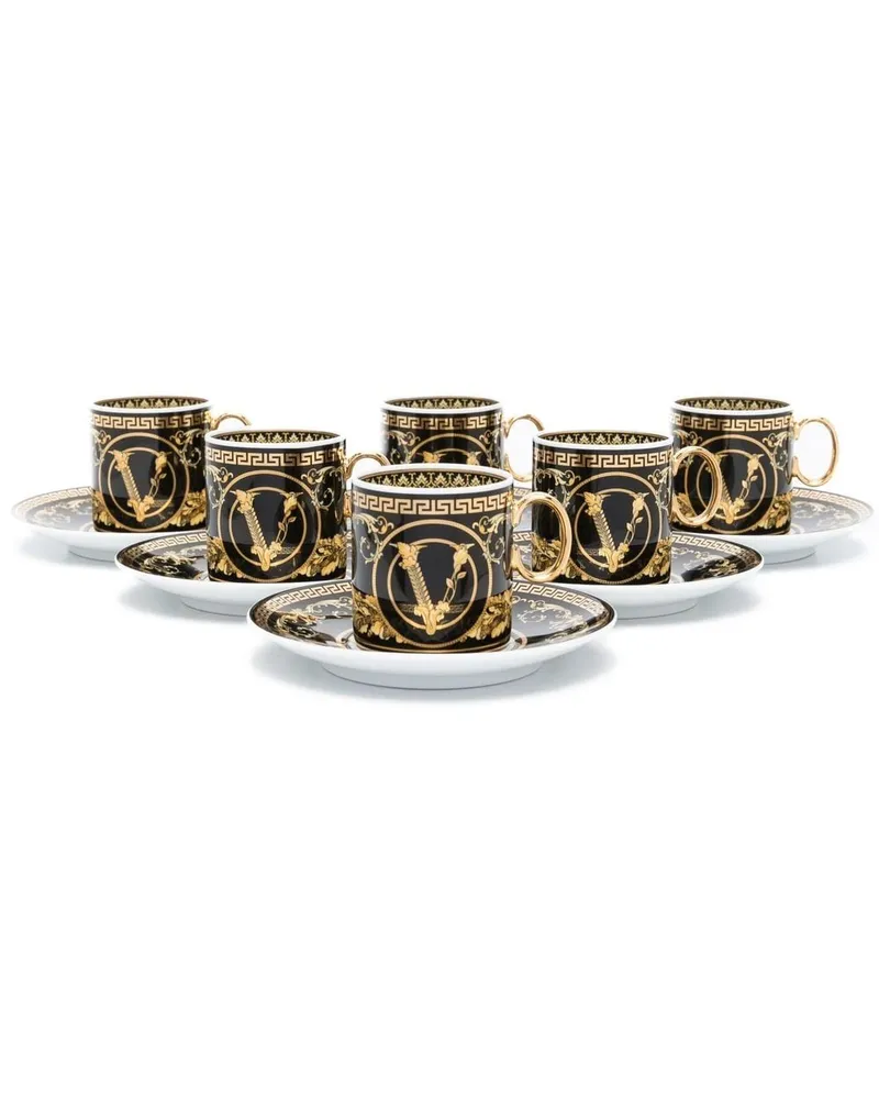 Versace Virtus Gala Espressotasse mit Untersetzer - Schwarz Schwarz