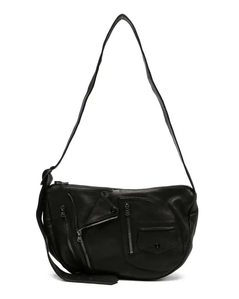 Yohji Yamamoto zip-detail shoulder bag - Schwarz Schwarz