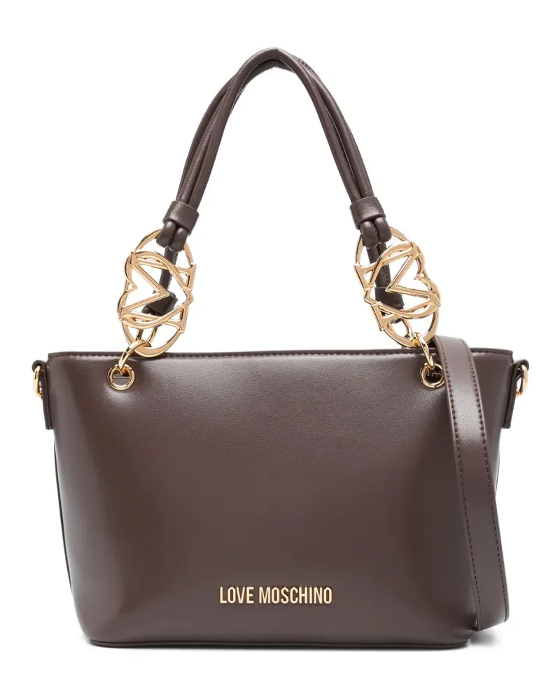 Moschino Handtasche mit Logo-Schild - Braun Braun