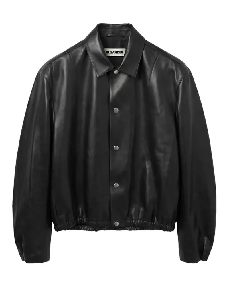 Jil Sander elasticated-hem leather jacket - Schwarz Schwarz