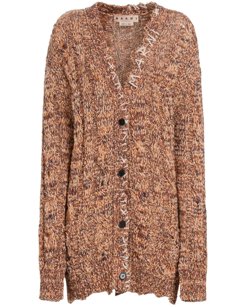 Marni Cardigan mit Zopfmuster - Orange Orange
