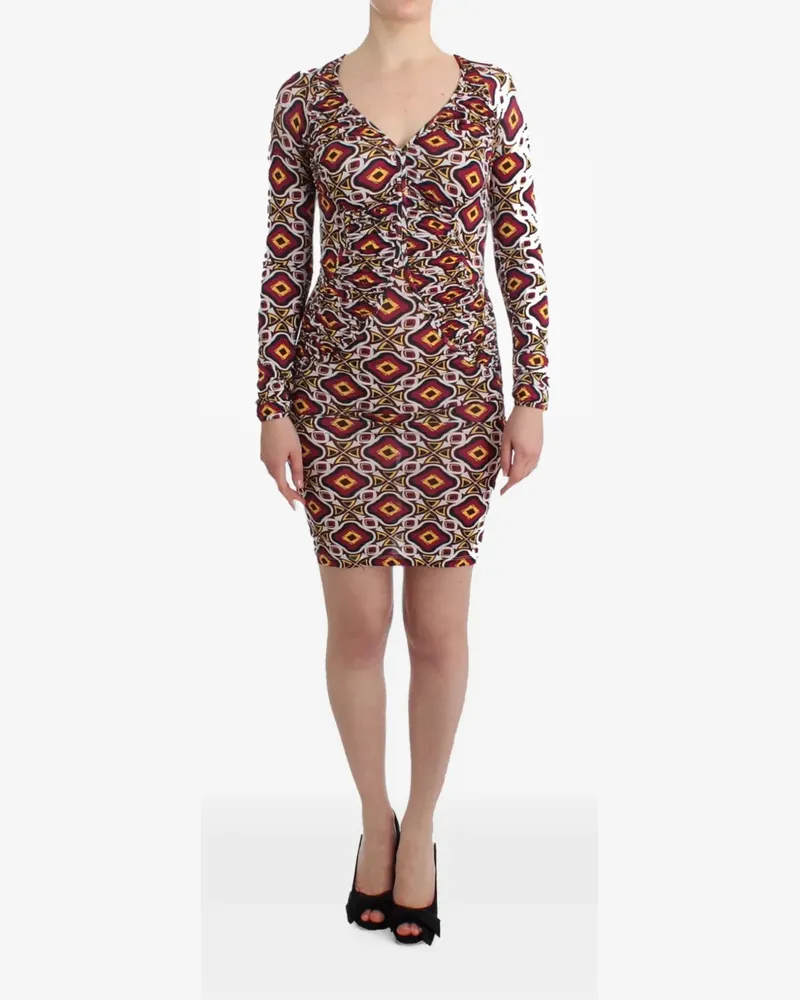 Gianfranco Ferré Gerafftes Minikleid mit geometrischem Print - Rot Rot