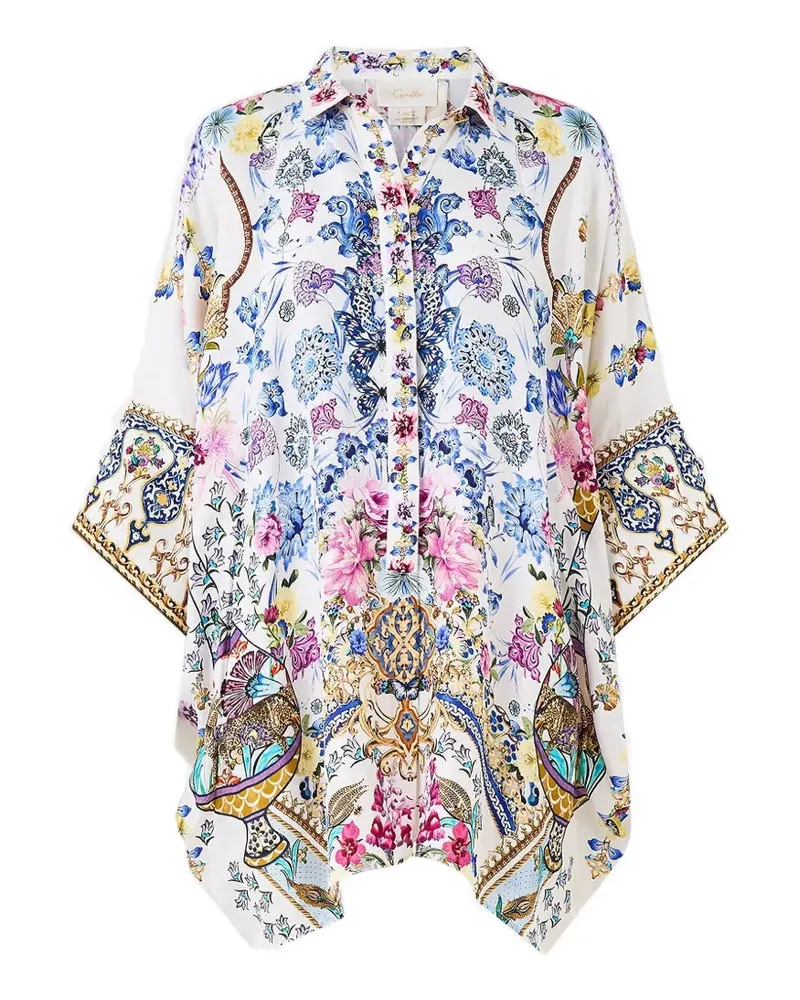 Camilla Batwing floral shirt - Weiß Weiß