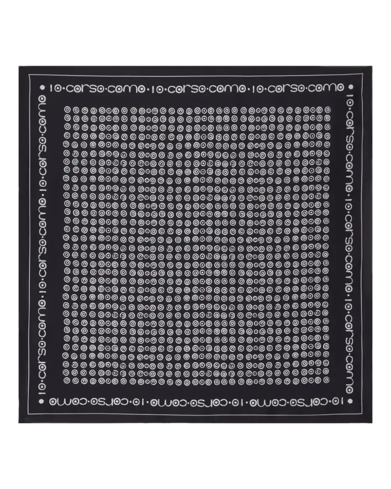 10 Corso Como Gemusterter Schal - Schwarz Schwarz