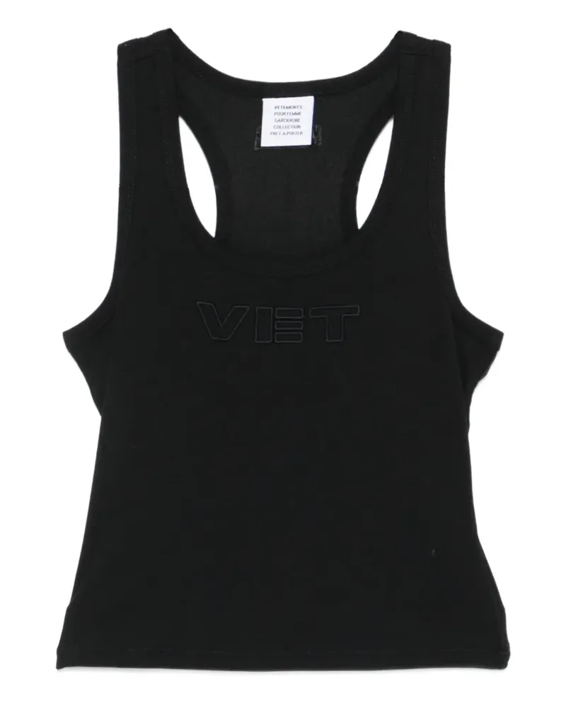 VETEMENTS Trägershirt mit Logo-Stickerei - Schwarz Schwarz