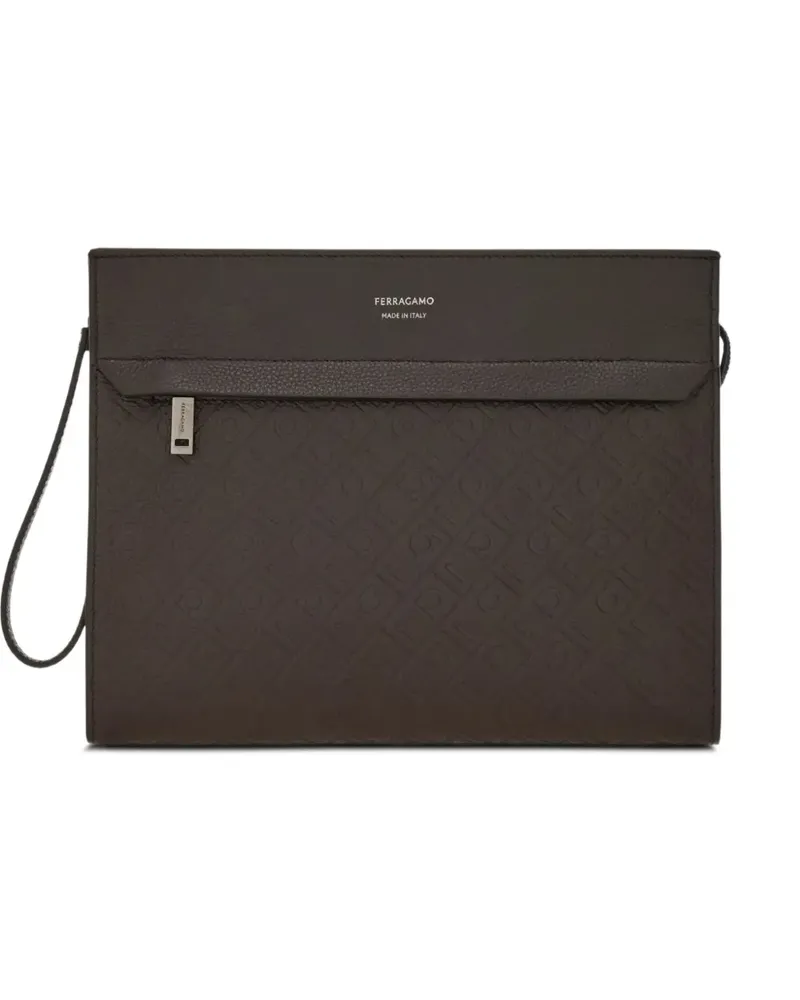 Ferragamo Schultertasche mit Gancini-Prägung - Braun Braun