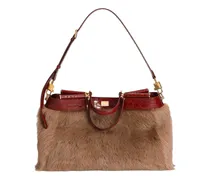 My Sicily Handtasche aus Shearling und Alligator - Nude