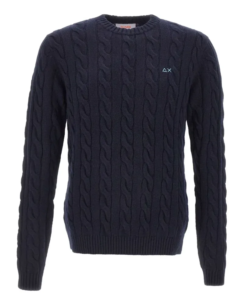 Sun68 cable-knit logo sweater - Blau Blau