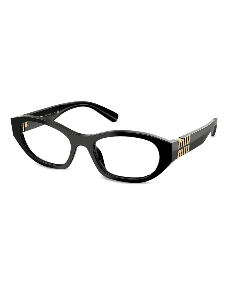 Miu Miu Brille mit Logo-Schild - Schwarz Schwarz