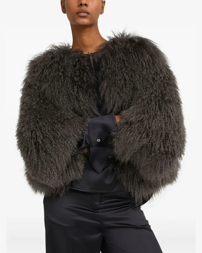 Yves Salomon Jacke aus Faux Shearling - Grau Grau