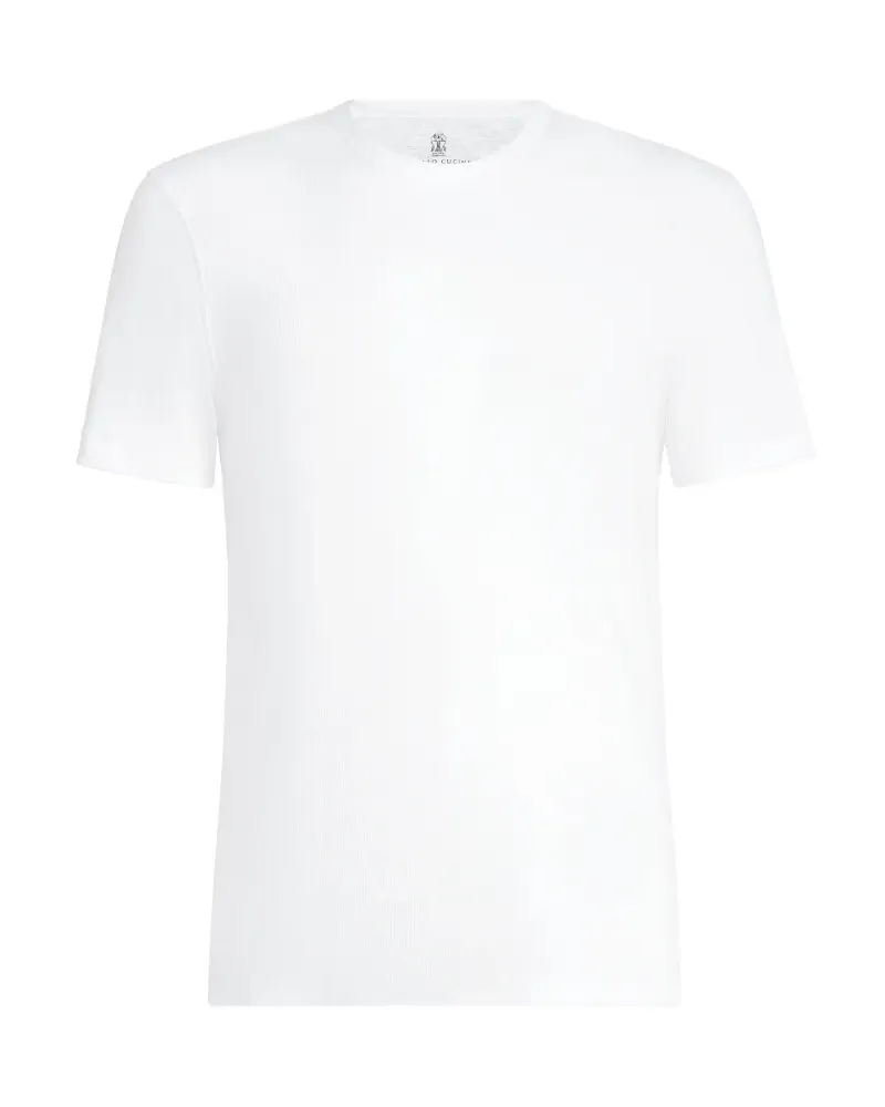 Brunello Cucinelli Geripptes T-Shirt - Weiß Weiß