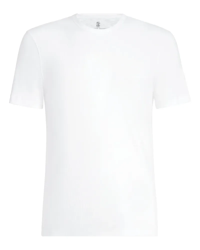Brunello Cucinelli Geripptes T-Shirt - Weiß Weiß