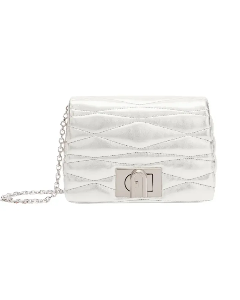 Furla quilted chain mini bag - Silber Silber