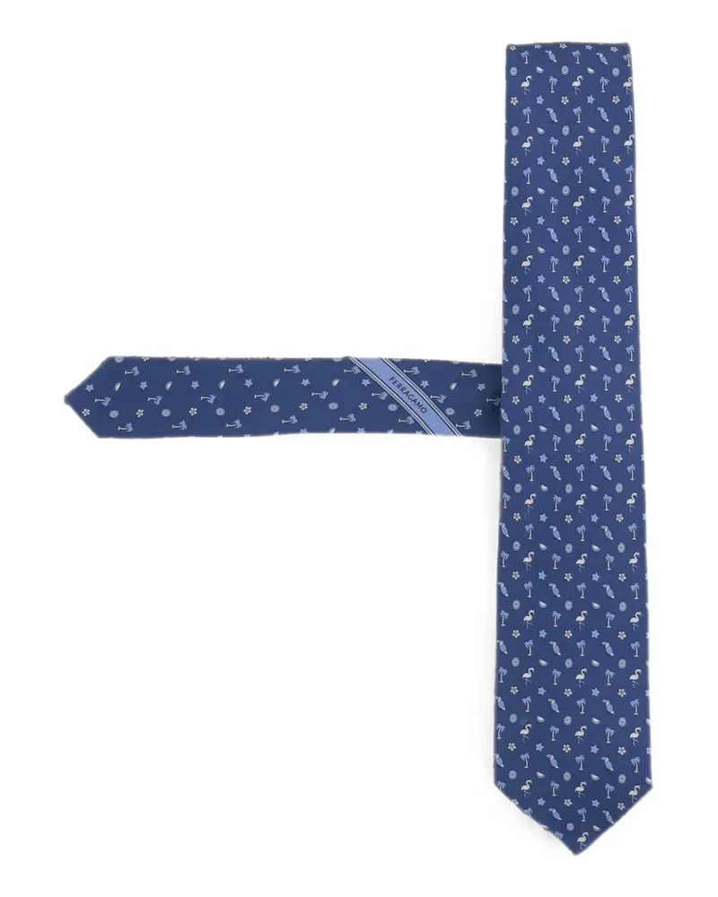 Ferragamo Gemusterte Seidenkrawatte - Blau Blau