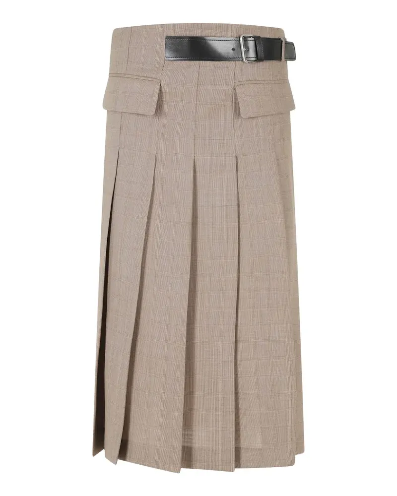 Semicouture Cressida belted pleated midi skirt - Nude Nude