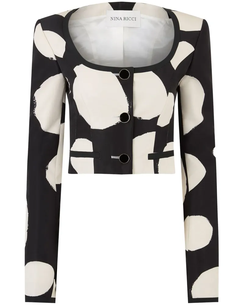 Nina Ricci Gemusterte Cropped-Jacke mit rundem Ausschnitt - Schwarz Schwarz
