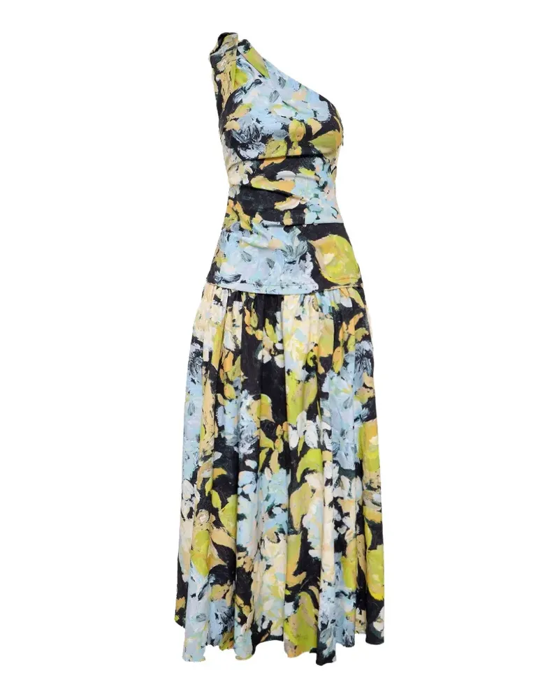 Acler Benetti One-Shoulder-Maxikleid mit Print - Schwarz Schwarz