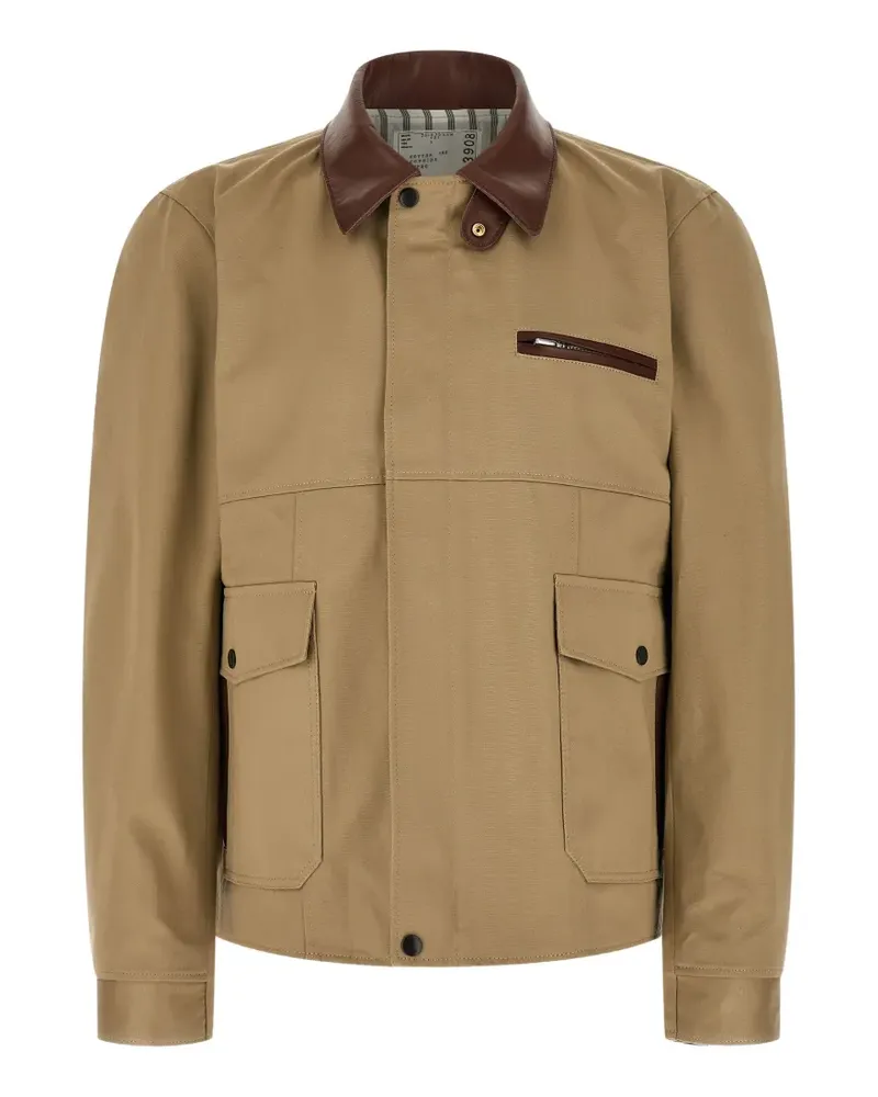 Sacai shirt-collar cotton jacket - Nude Nude