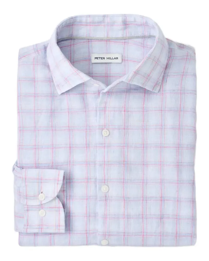 Peter Millar Leinenhemd mit Karomuster - Blau Blau