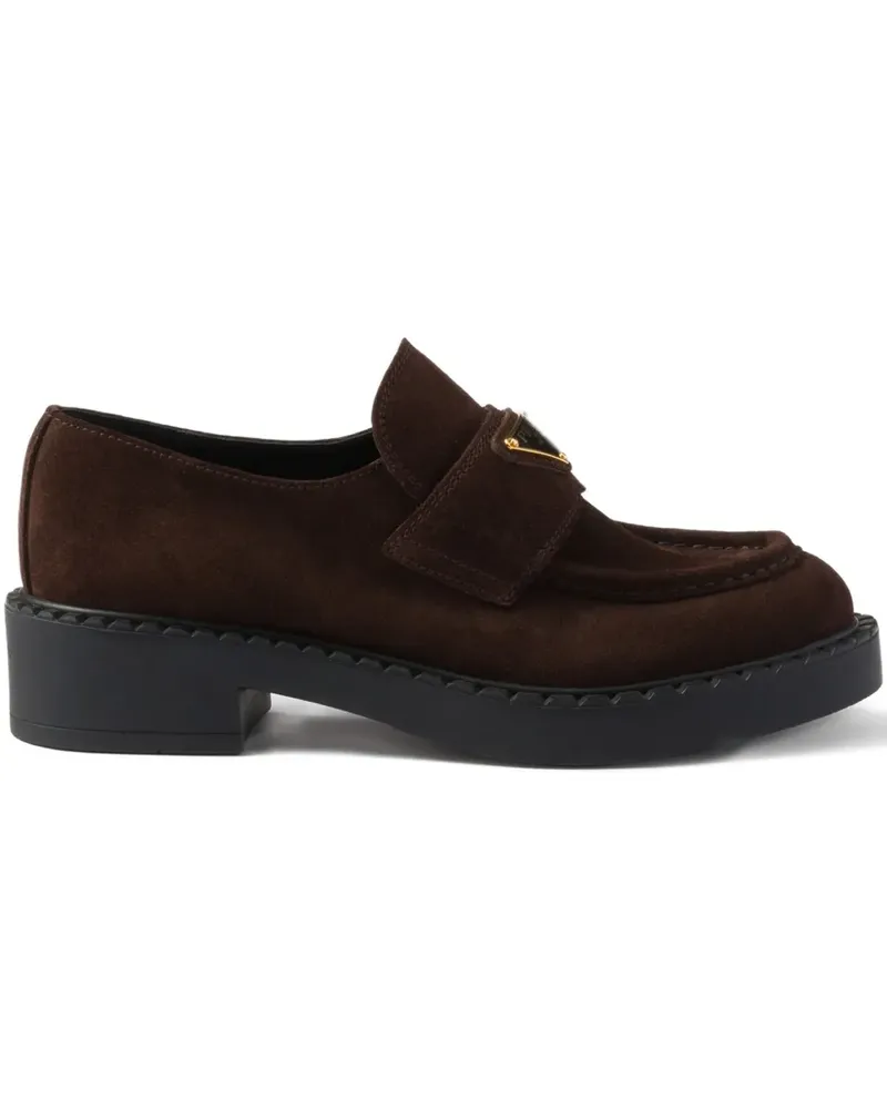 Prada Chocolate suede loafers - Braun Braun