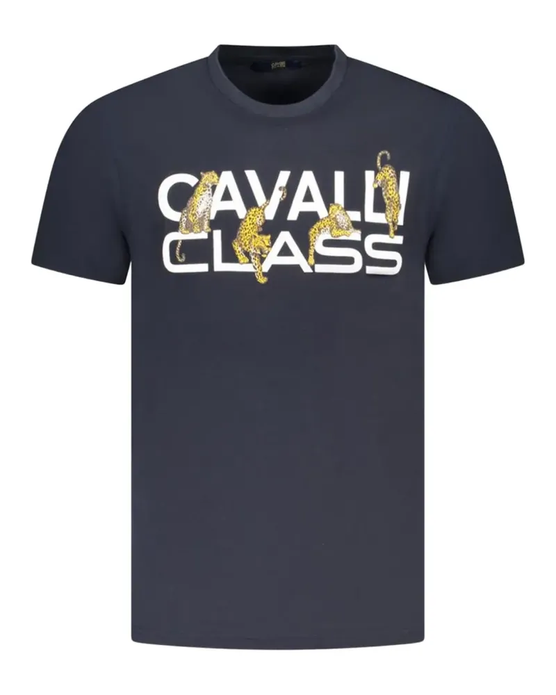 Roberto Cavalli leopard-print logo T-shirt - Blau Blau