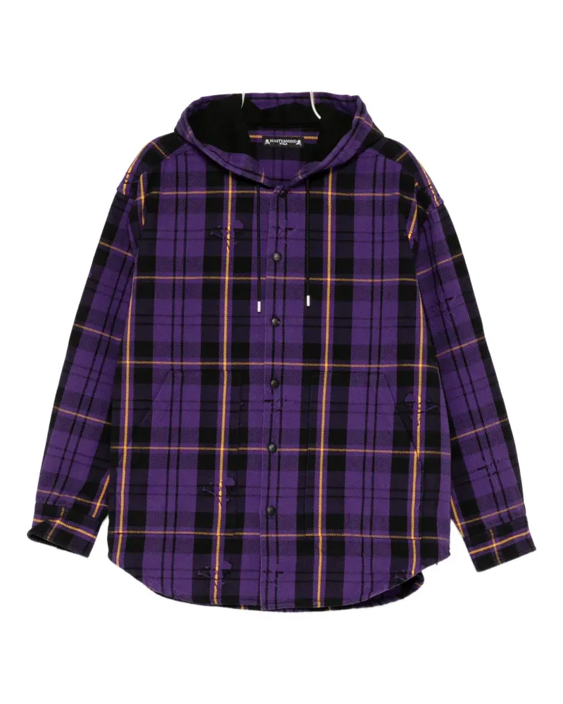 Mastermind World damaged-hood plaid shirt - Violett Violett