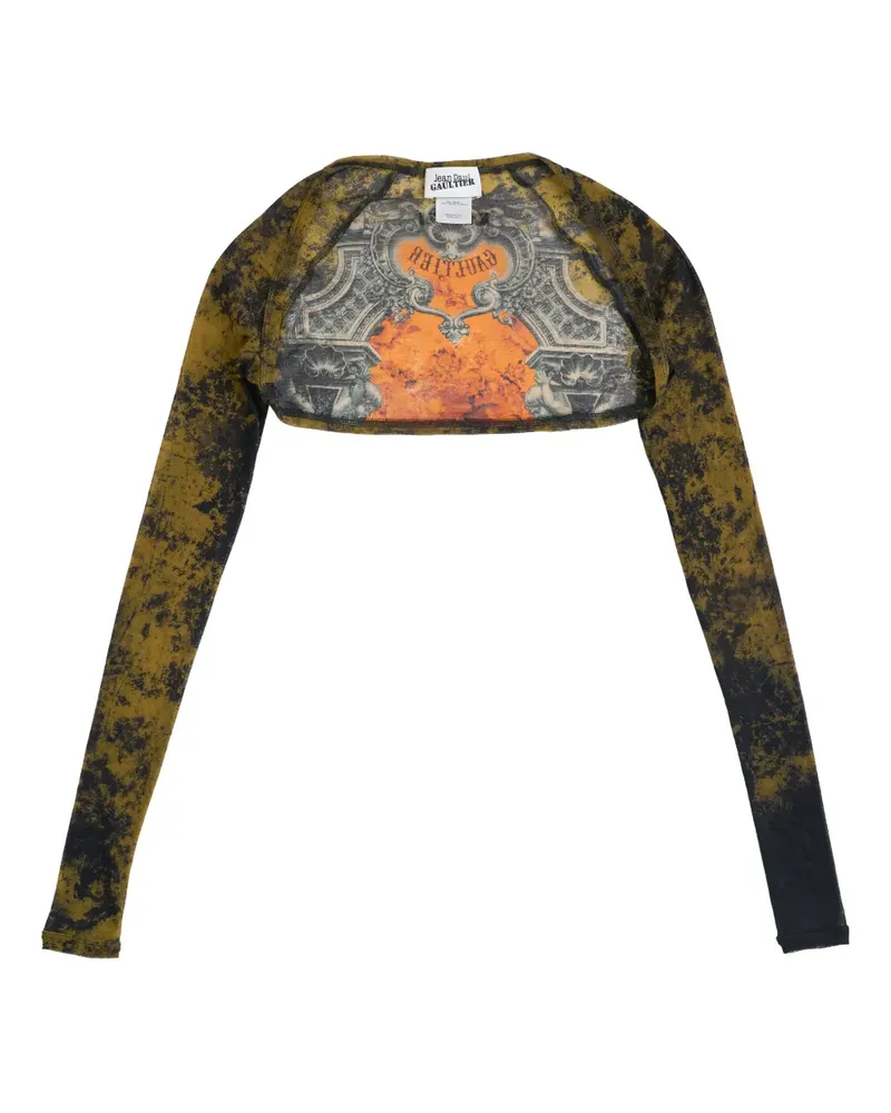 Jean Paul Gaultier Cropped-Jacke mit Medaillon-Print - Braun Braun