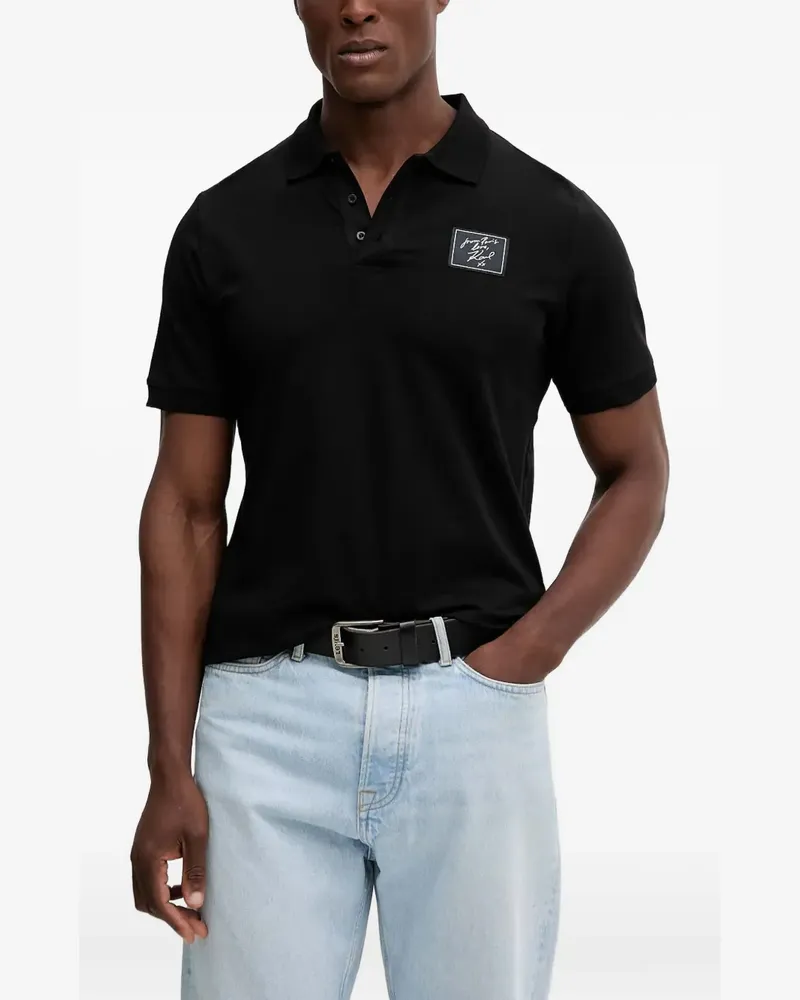 Karl Lagerfeld x Paris Hilton Poloshirt mit Patch - Schwarz Schwarz