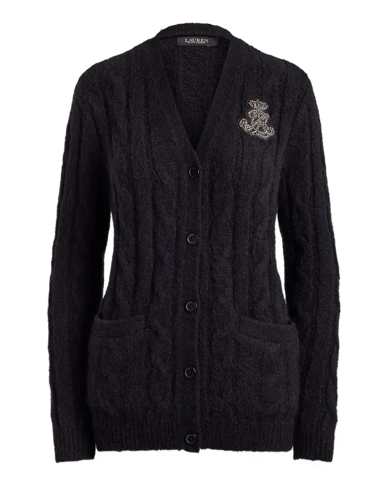 Ralph Lauren Fein gestrickter Cardigan mit Logo - Schwarz Schwarz