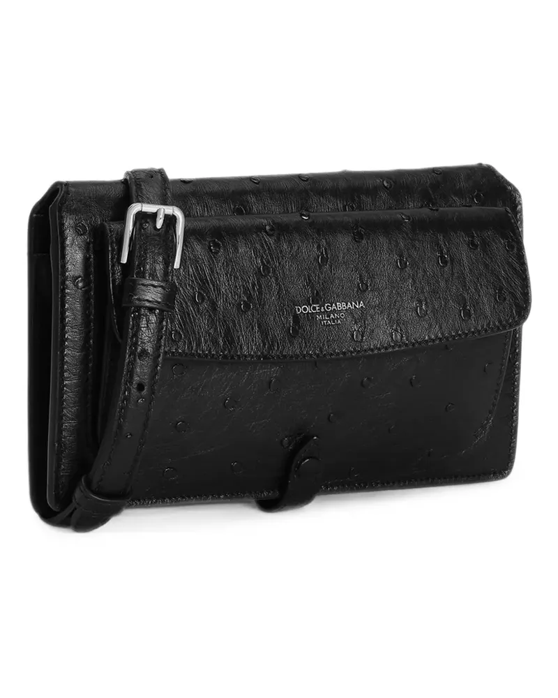 Dolce & Gabbana Umhängetasche aus Straußenleder - Schwarz Schwarz