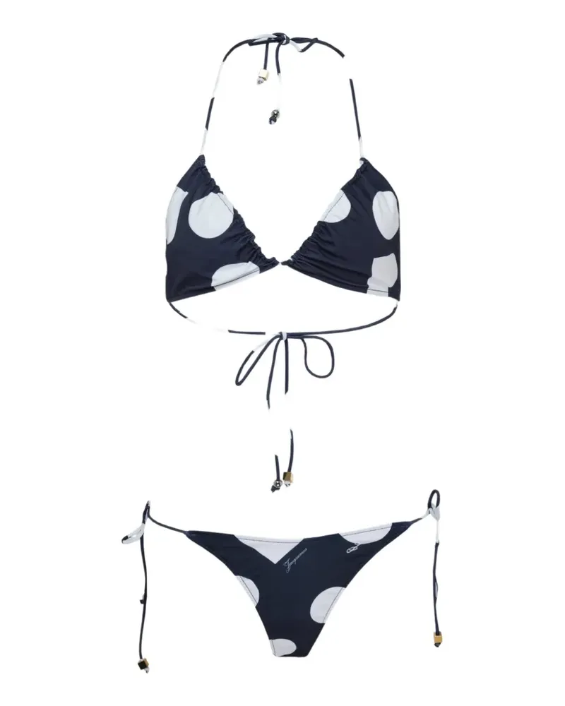 Jacquemus Triangle polka-dot triangle bikini set - Blau Blau