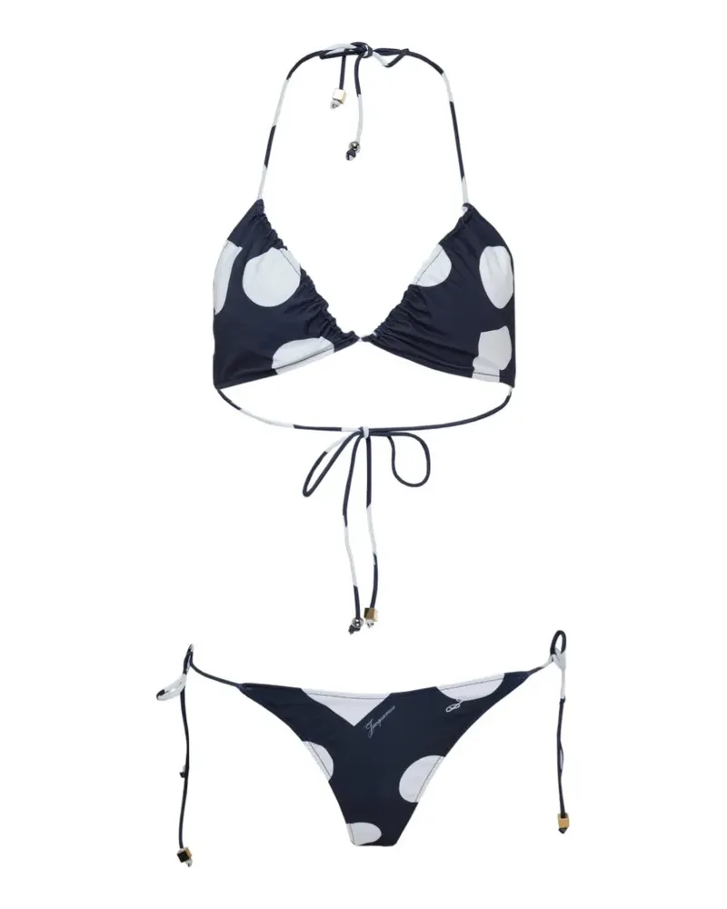 Jacquemus Triangel-Bikini mit Polka Dots - Blau Blau