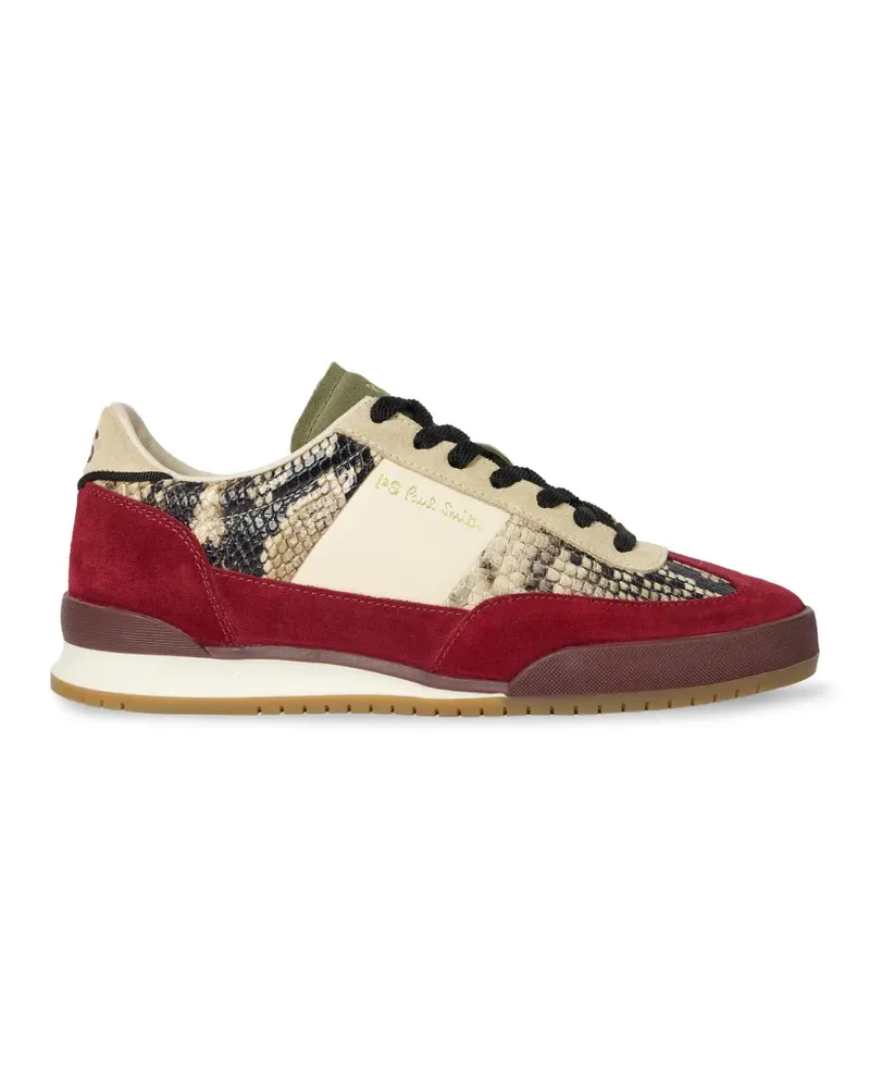 Paul Smith Dover snakeskin-effect suede-panel sneakers - Rot Rot