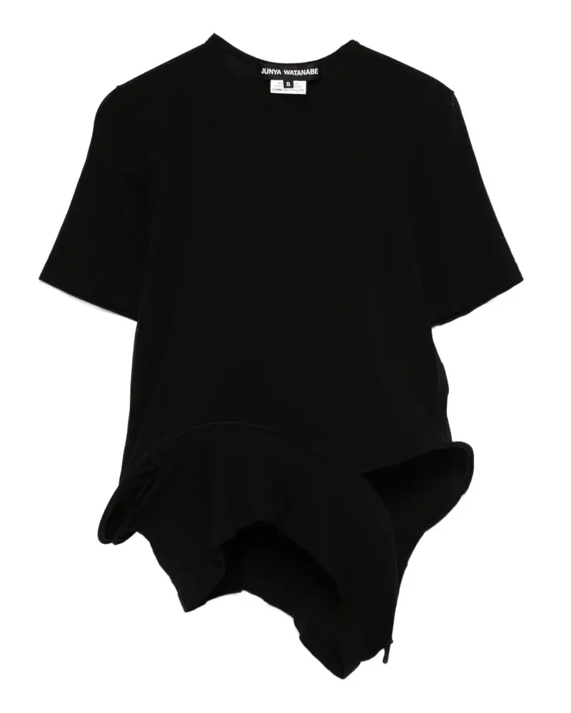 Junya Watanabe T-Shirt mit asymmetrischem Saum - Schwarz Schwarz
