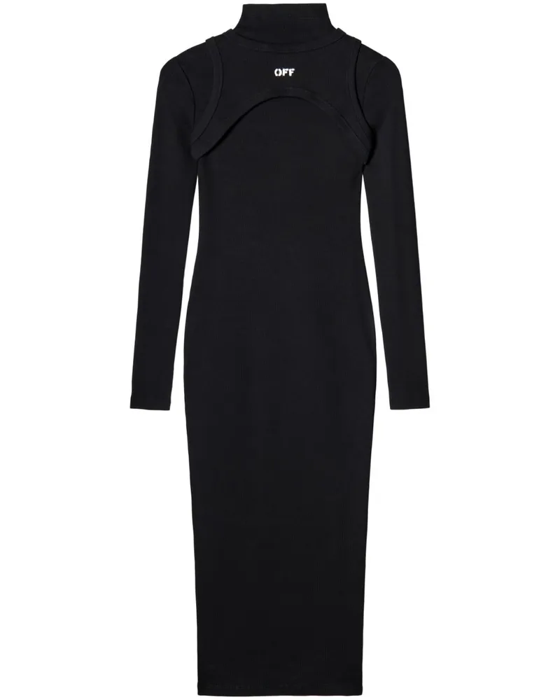 OFF-WHITE Geripptes Rollkragenkleid - Schwarz Schwarz