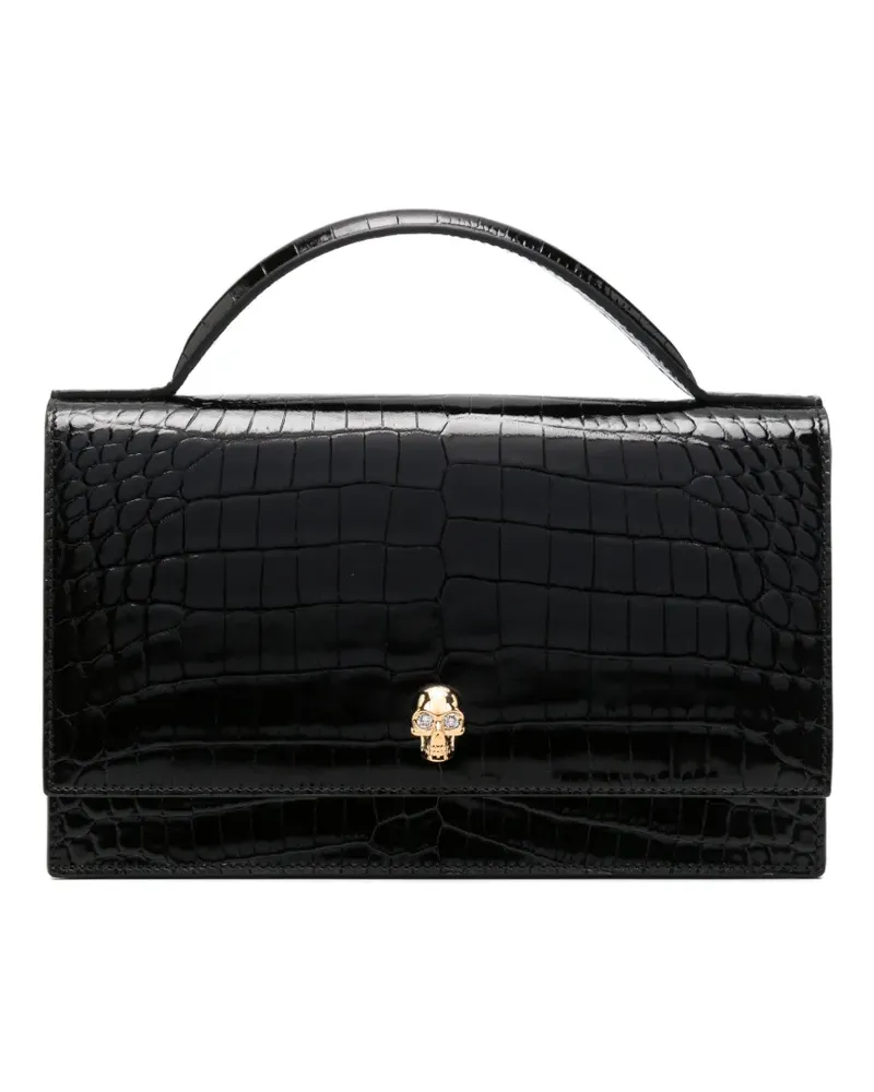 Alexander McQueen Skull crocodile-effect leather tote bag - Schwarz Schwarz