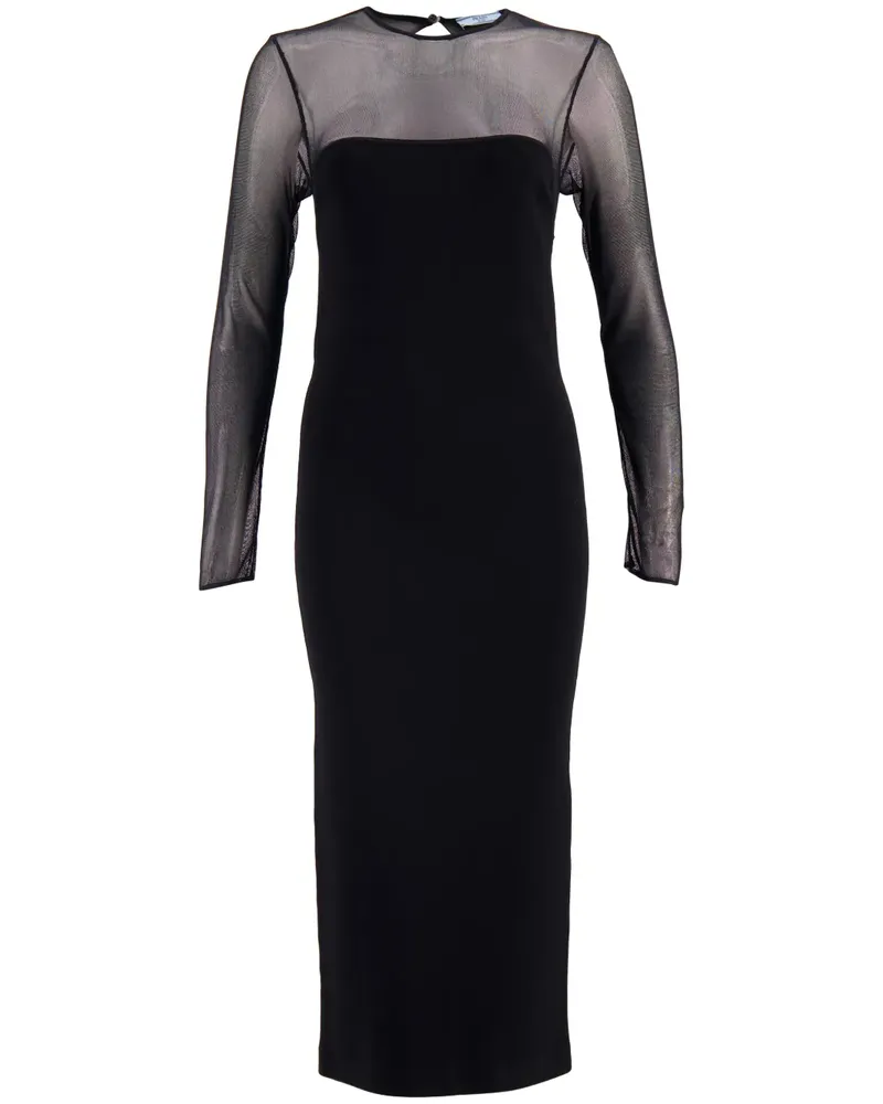 Prada Semi-transparentes Midikleid - Schwarz Schwarz