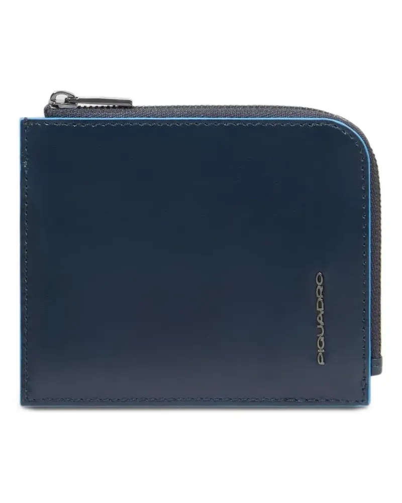 Piquadro zipped leather card holder - Blau Blau