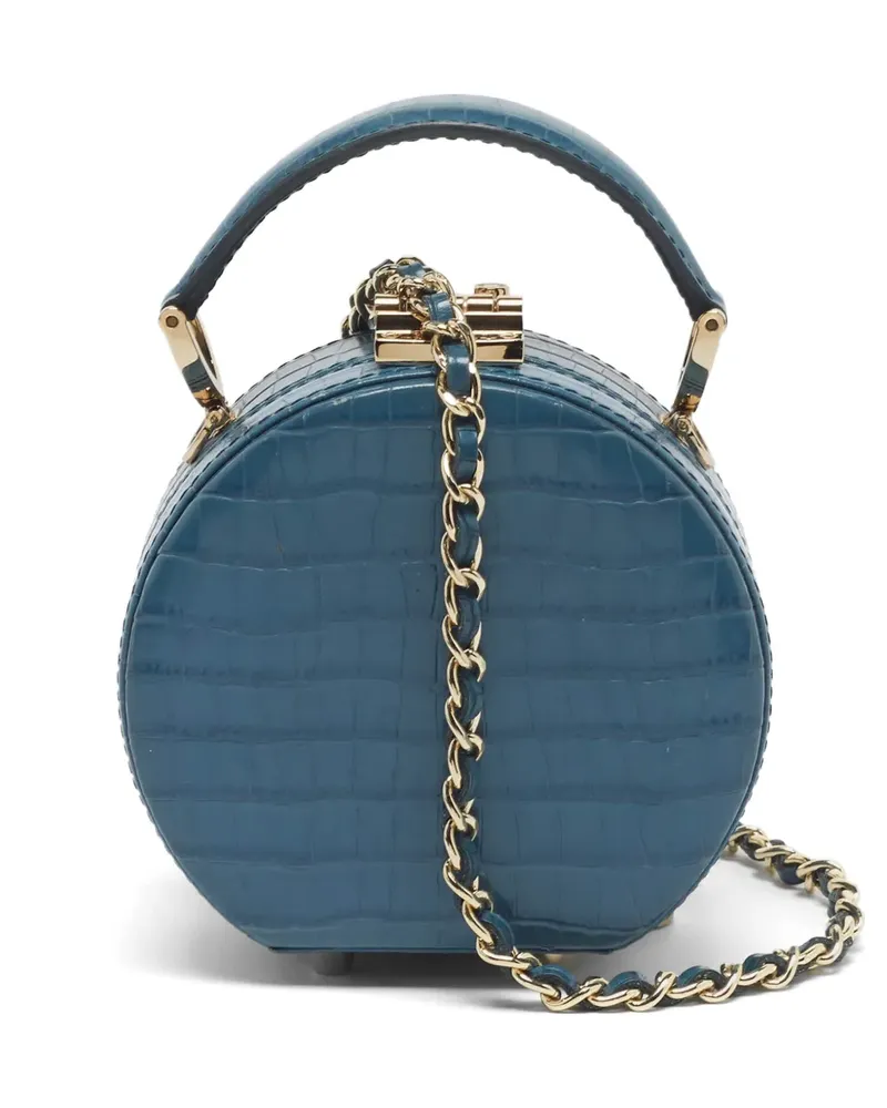 Aspinal of London Hutschachtel-Handtasche mit Kroko-Effekt - Blau Blau