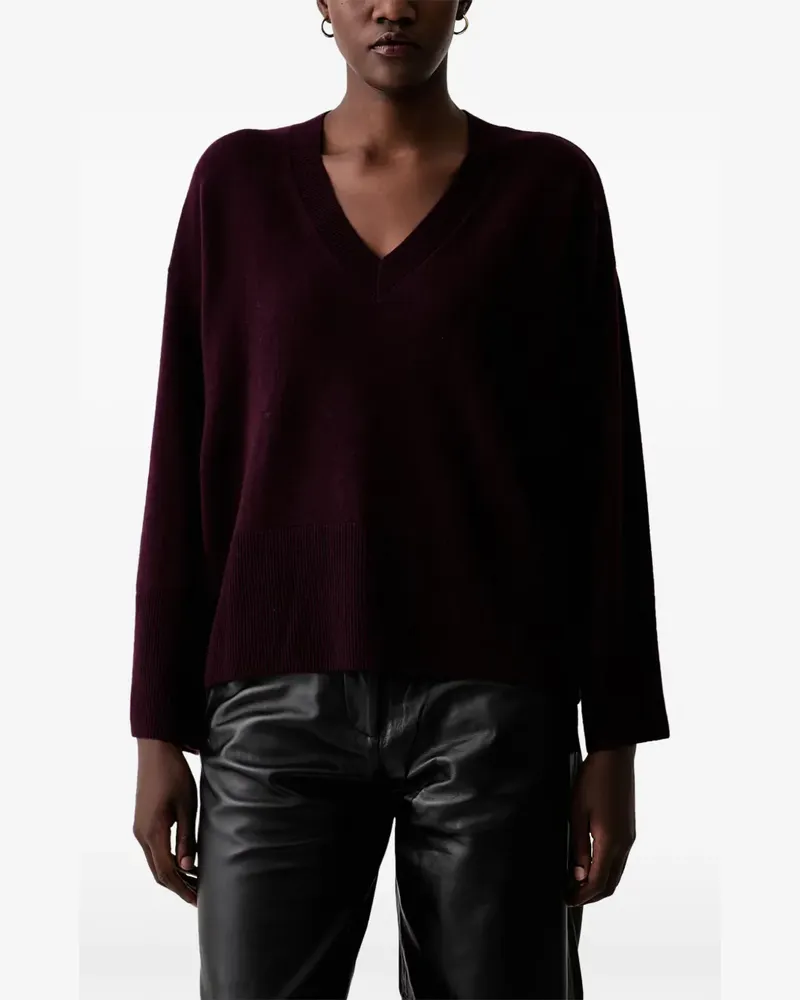 VICOLO V-neck ribbed-trim sweater - Rot Rot