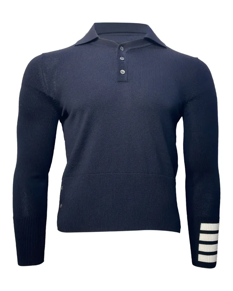 Thom Browne Poloshirt mit 4-Streifen-Detail - Blau Blau