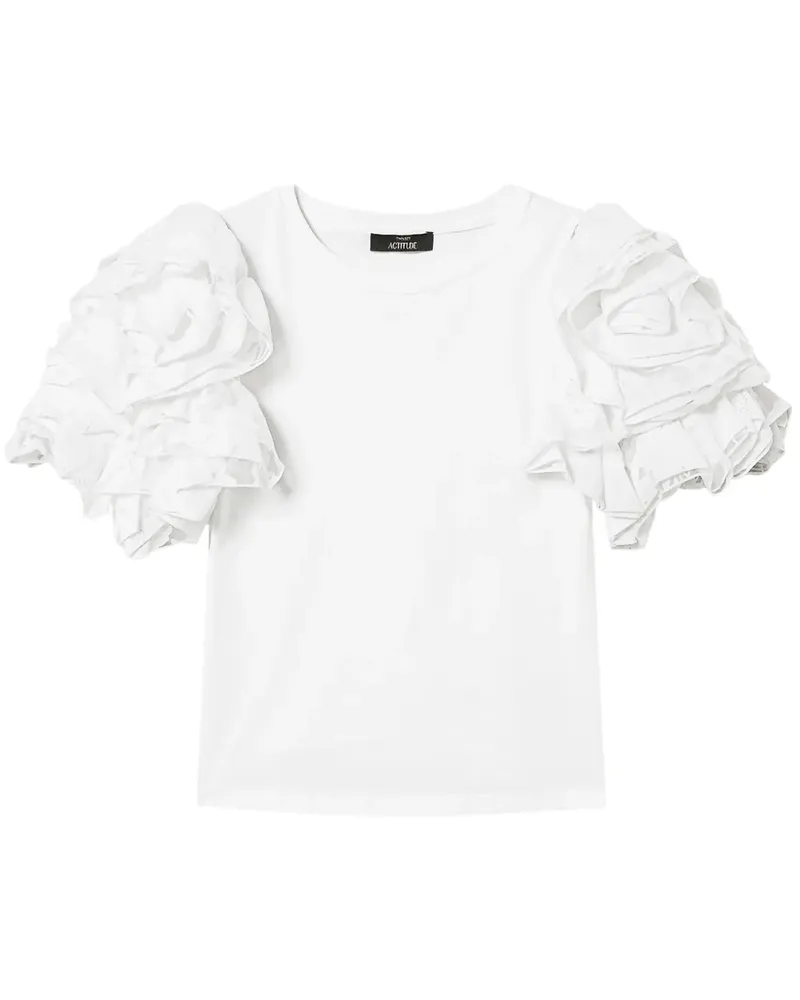 Twin-Set T-Shirt mit Organza-Ärmel - Weiß Weiß