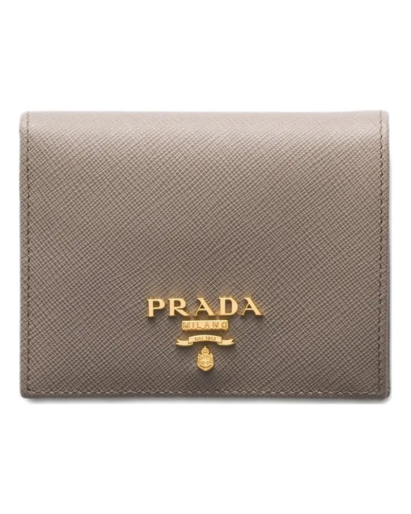 Prada Kleines Portemonnaie mit Schriftzug - Grau Grau