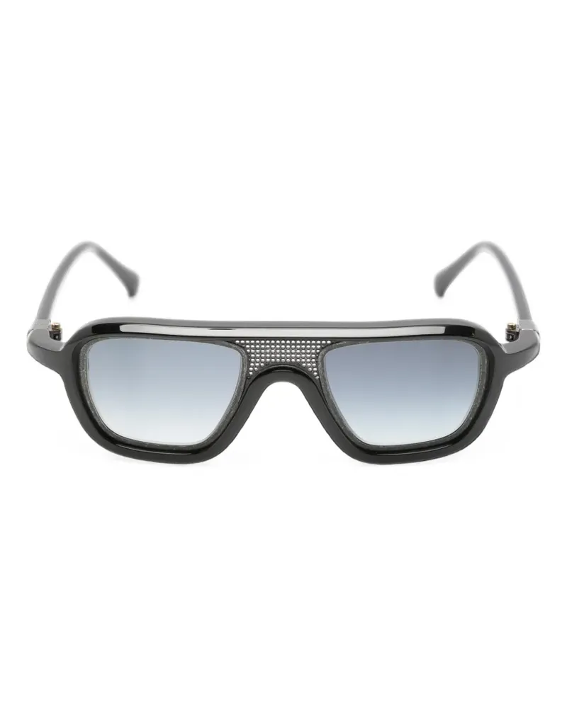 Yohji Yamamoto perforated-bridge sunglasses - Schwarz Schwarz