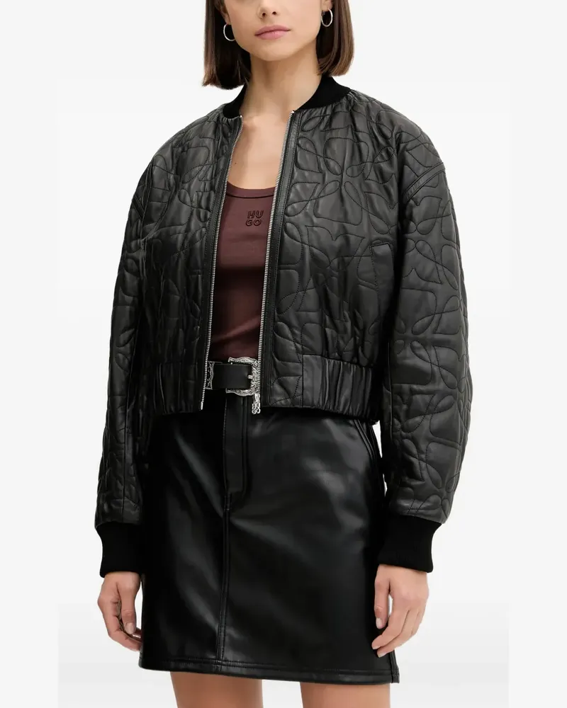 HUGO BOSS Lesana quilted zip-up jacket - Schwarz Schwarz